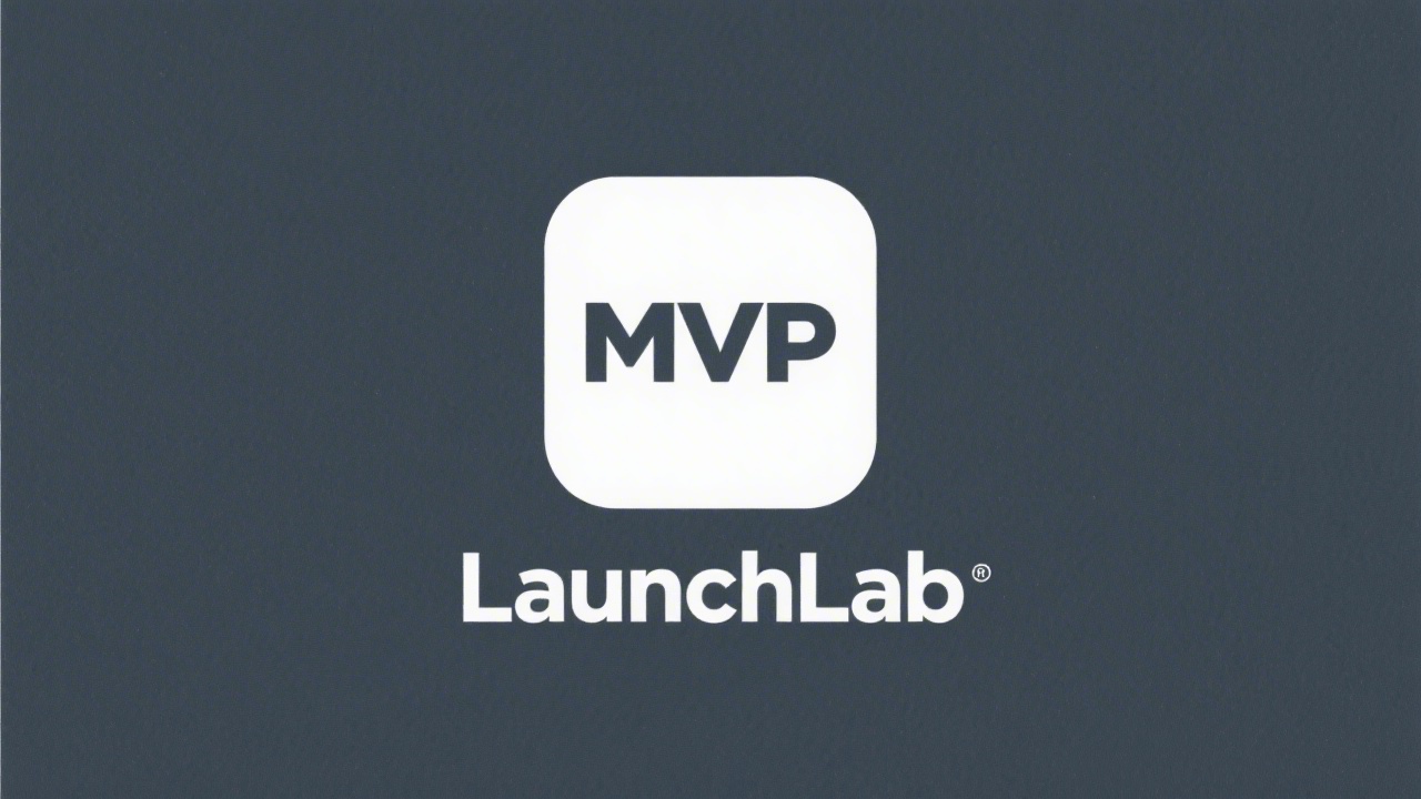 Minimalist logo with simple geometric letters forming MVP LaunchLab in two lines, clean sans-serif style suitable for a modern Czech startup education brand.